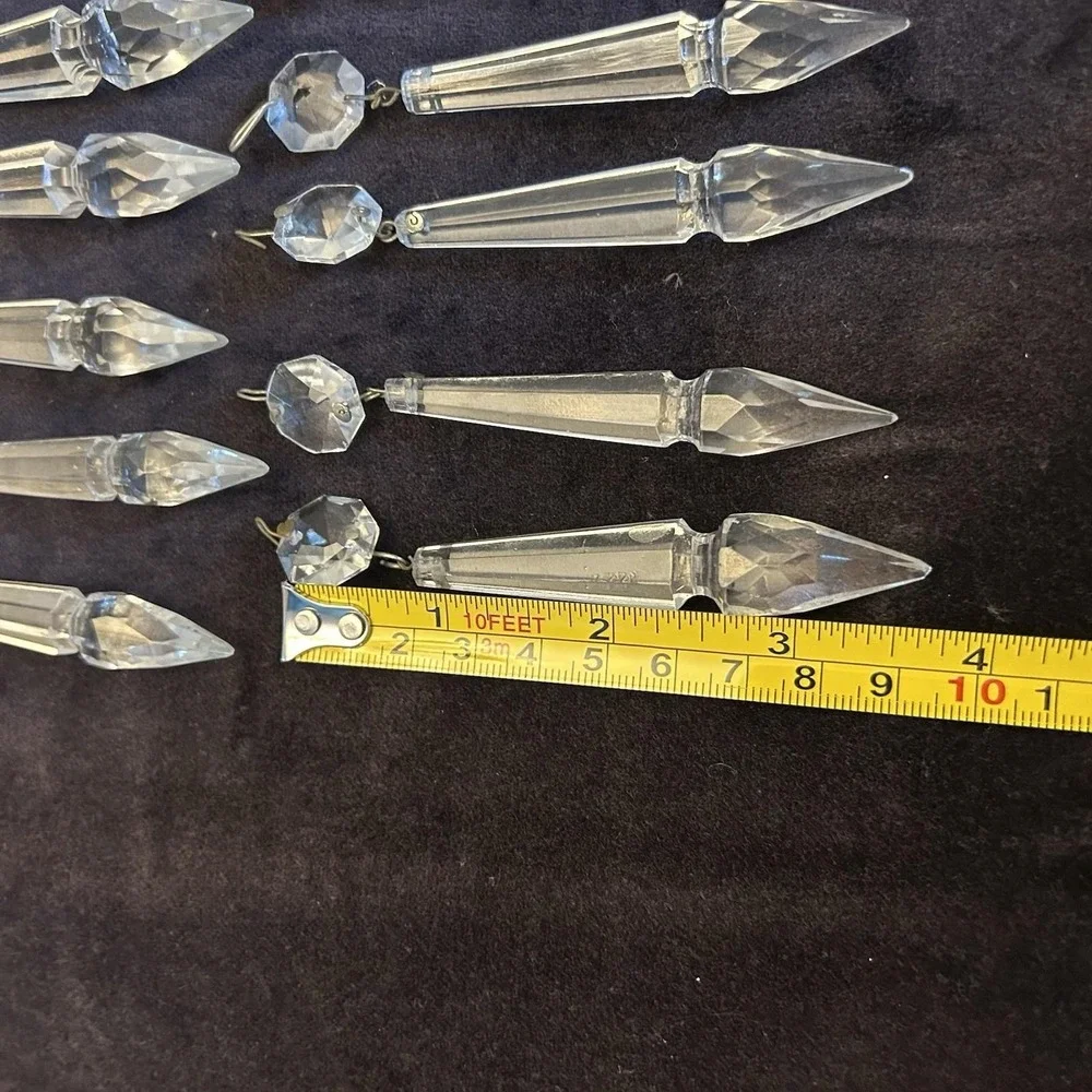 10 Vintage antique Cut Crystal Glass Chandelier Icicle Prisms Antique